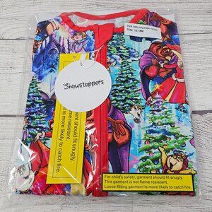 NWT Showstoppers Beauty & The Beast Xmas Zippered Romper‎ Size 12-18 months